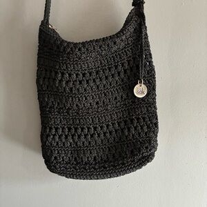 The Sak Black Crochet Shoulder Crossbody Bag